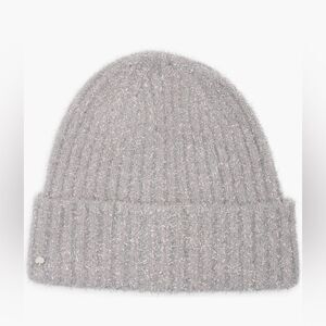 Kate Spade New York Heather Grey Silver Tinsel Knit Beanie Winer Hat OS NWT